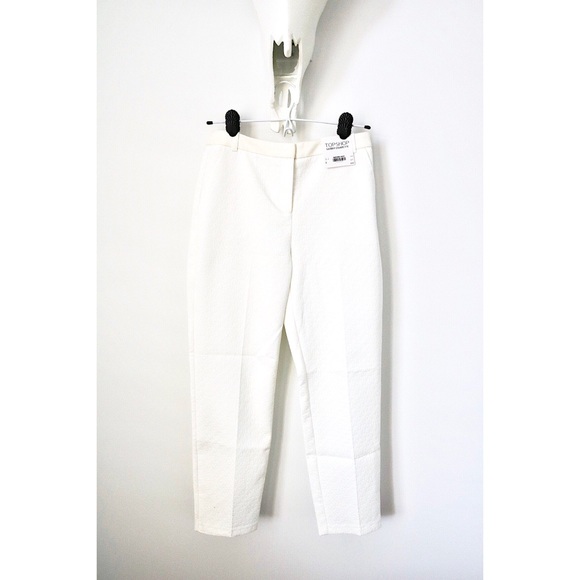Topshop Off White Textured Skinny Cigarette Pants - Picture 5 of 7